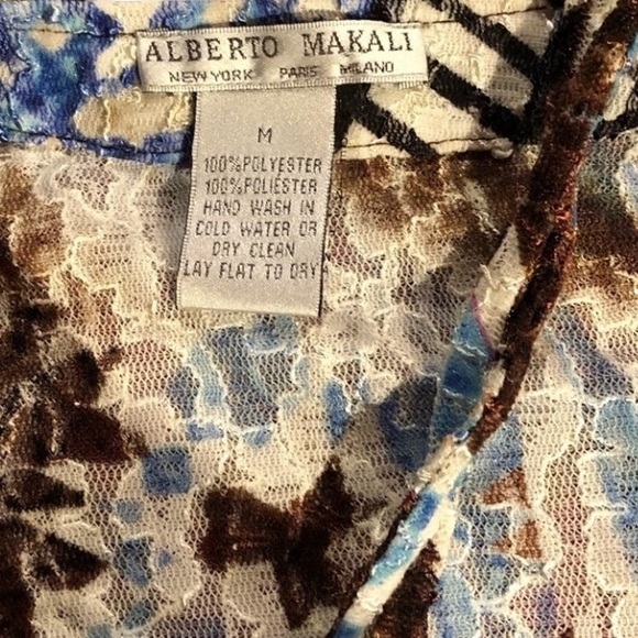 Alberto Makali   medium blue & brown lace print poncho top with sleeves - Picture 9 of 9